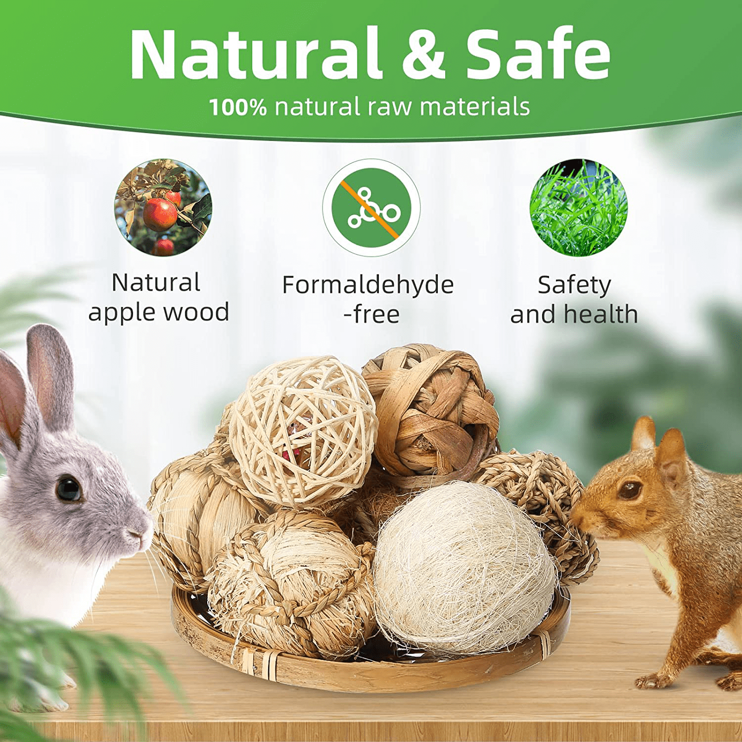 9 Pcs Small Animals Play Balls, Chew Grass Balls & Rolling Chew Toys for Bunny, Improve Pets Dental Health for Rabbit, Chinchilla, Guinea Pigs, Hamsters, Gerbils, Rats, Mice Animals & Pet Supplies > Pet Supplies > Small Animal Supplies > Small Animal Treats DAMPET   