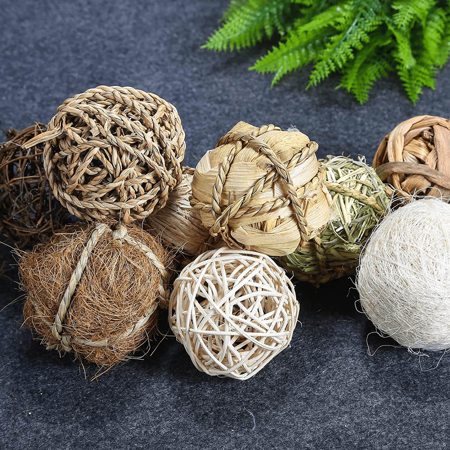 9 Pcs Small Animals Play Balls, Chew Grass Balls & Rolling Chew Toys for Bunny, Improve Pets Dental Health for Rabbit, Chinchilla, Guinea Pigs, Hamsters, Gerbils, Rats, Mice Animals & Pet Supplies > Pet Supplies > Small Animal Supplies > Small Animal Treats DAMPET   