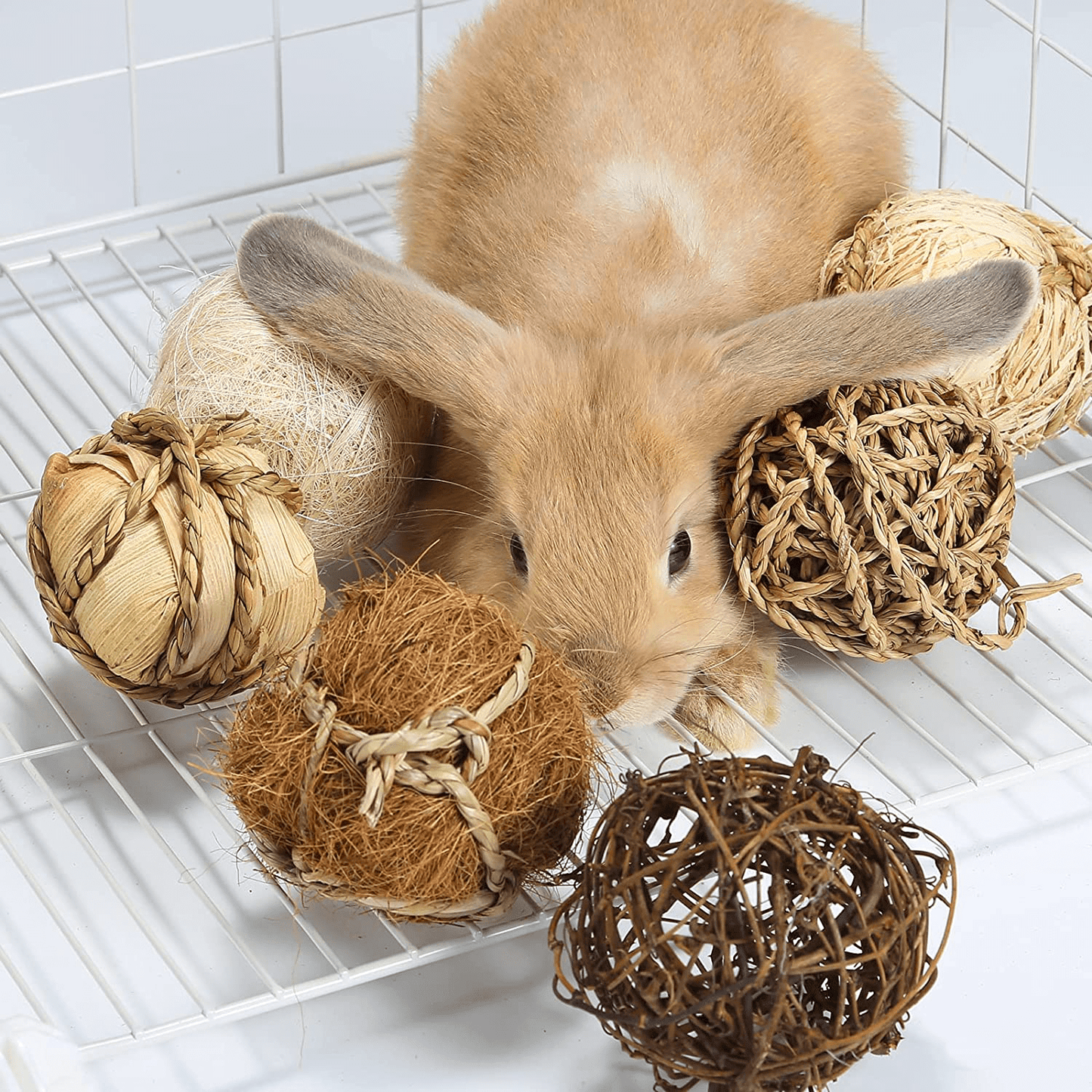 9 Pcs Small Animals Play Balls, Chew Grass Balls & Rolling Chew Toys for Bunny, Improve Pets Dental Health for Rabbit, Chinchilla, Guinea Pigs, Hamsters, Gerbils, Rats, Mice Animals & Pet Supplies > Pet Supplies > Small Animal Supplies > Small Animal Treats DAMPET   