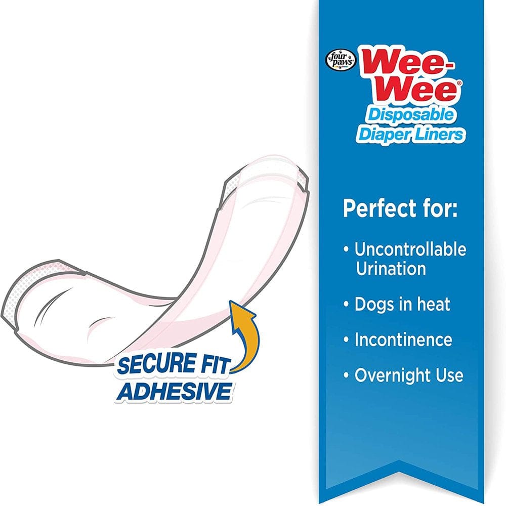 90 Count (9 X 10 Ct) Four Paws Wee Wee Disposable Diaper Super Absorbent Liner Pads Animals & Pet Supplies > Pet Supplies > Dog Supplies > Dog Diaper Pads & Liners Four Paws   