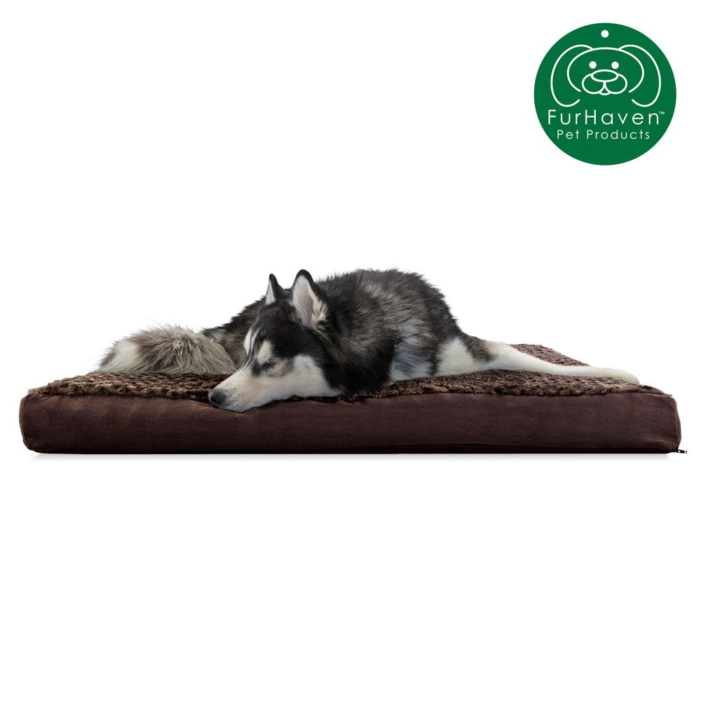 Furhaven Pet Products | Deluxe Memory Foam Ultra Plush Mattress Pet Bed for Dogs & Cats, Chocolate, Jumbo Animals & Pet Supplies > Pet Supplies > Cat Supplies > Cat Beds FurHaven Pet Cooling Gel Foam Jumbo Chocolate