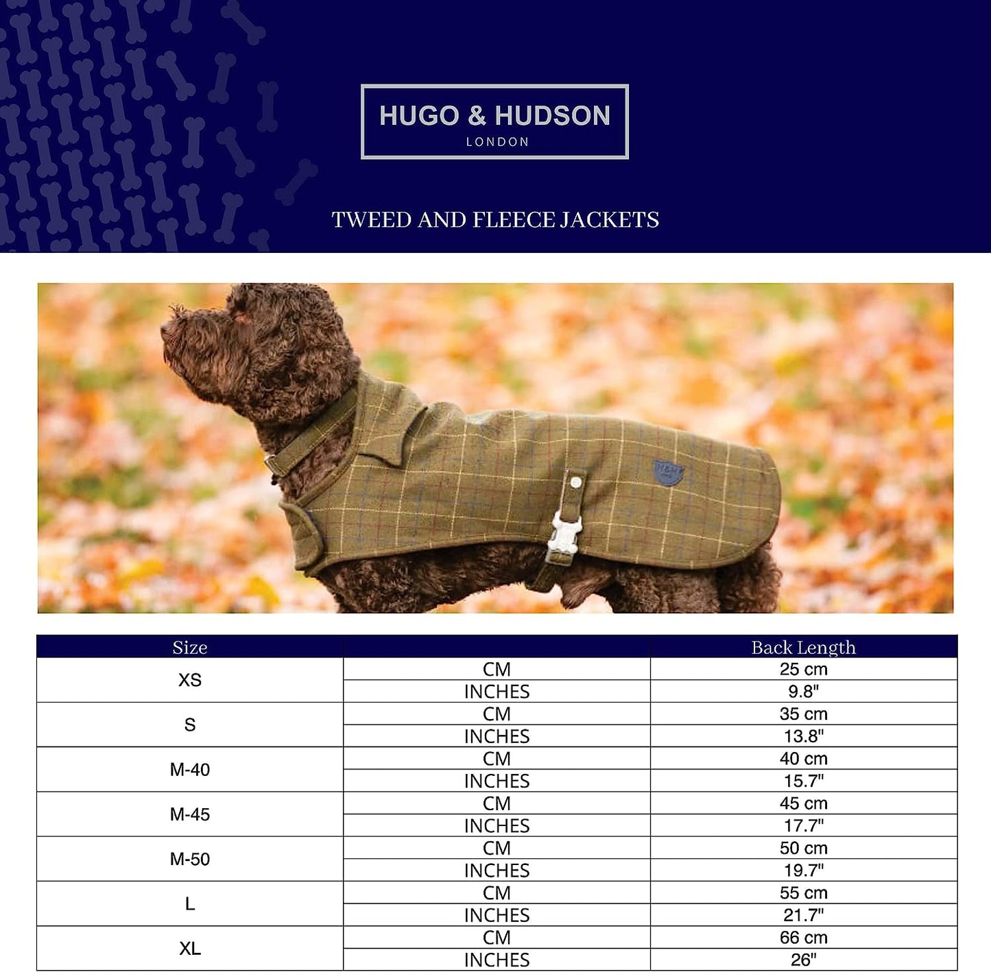 HUGO & HUDSON Dog Fleece Jacket - Clothing & Accessories for Dogs Winter Coats & Jackets with Adjustable Strap - Caramel Checked Herringbone Tweed - S Animals & Pet Supplies > Pet Supplies > Dog Supplies > Dog Apparel Hugo & Hudson   