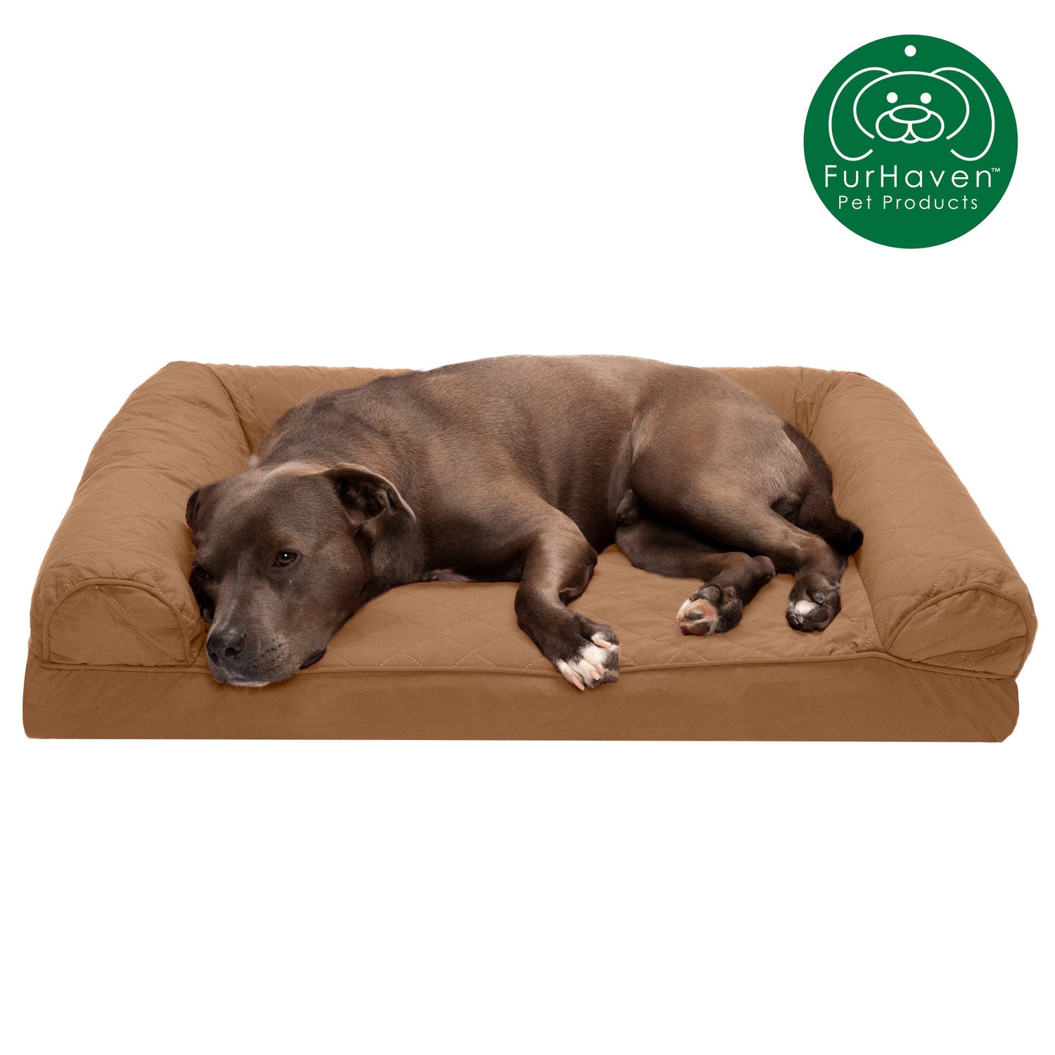 Furhaven Pet Products , Full Support Orthopedic Quilted Sofa-Style Couch Bed for Dogs & Cats, Toasted Brown, Medium Animals & Pet Supplies > Pet Supplies > Cat Supplies > Cat Beds FurHaven Pet Full Support Orthopedic Foam L Toasted Brown