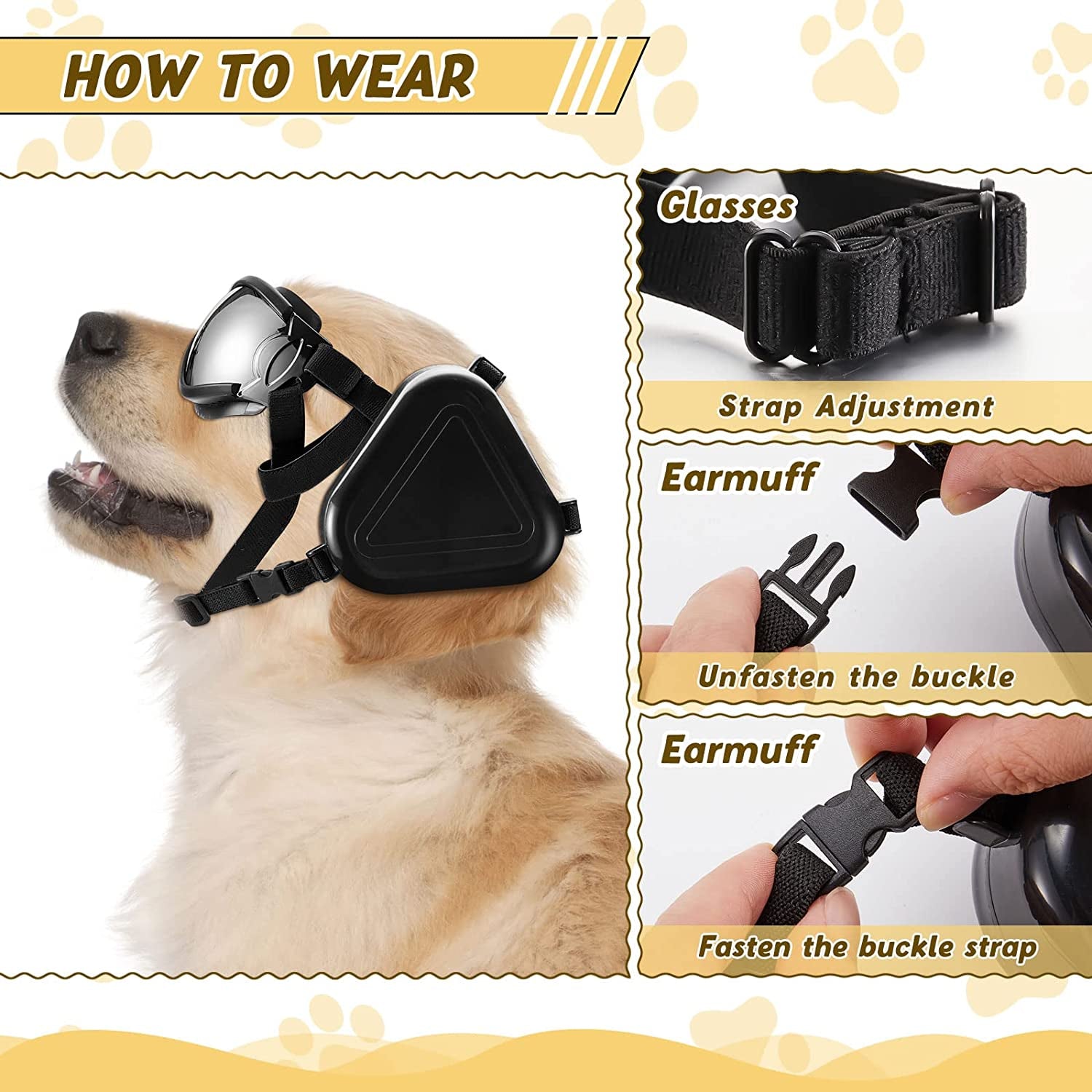 Hearing Protection for Dogs with Dog Sunglasses Dog Goggles, Dog Accessories Noise Cancelling Ear Muffs for Dogs Dog Glasses for Wind Protection Dust Protection Fog Protection Pet Accessories Animals & Pet Supplies > Pet Supplies > Dog Supplies > Dog Apparel Amylove   