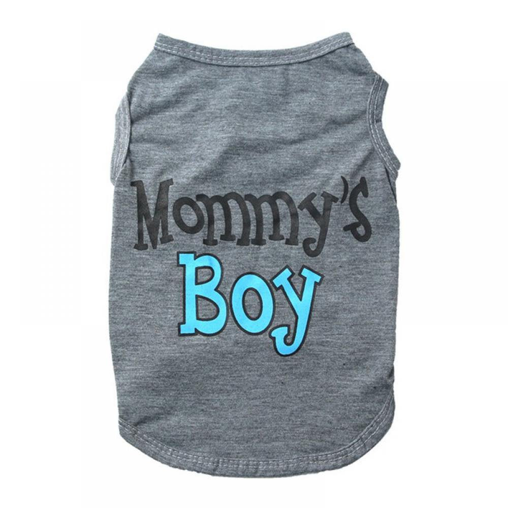 Mommy'S Boy Dog Shirt Male Puppy Clothes for Small Dog Boy Chihuahua Yorkies Bulldog Pet Cat Outfits Tshirt Apparel Animals & Pet Supplies > Pet Supplies > Dog Supplies > Dog Apparel Stibadium XS Gray 