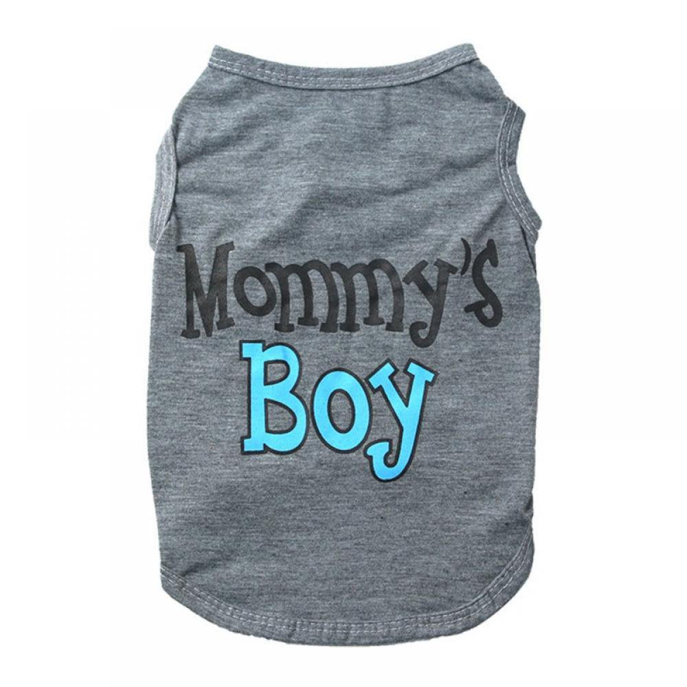 Mommy'S Boy Dog Shirt Male Puppy Clothes for Small Dog Boy Chihuahua Yorkies Bulldog Pet Cat Outfits Tshirt Apparel Animals & Pet Supplies > Pet Supplies > Cat Supplies > Cat Apparel Stibadium S Gray 