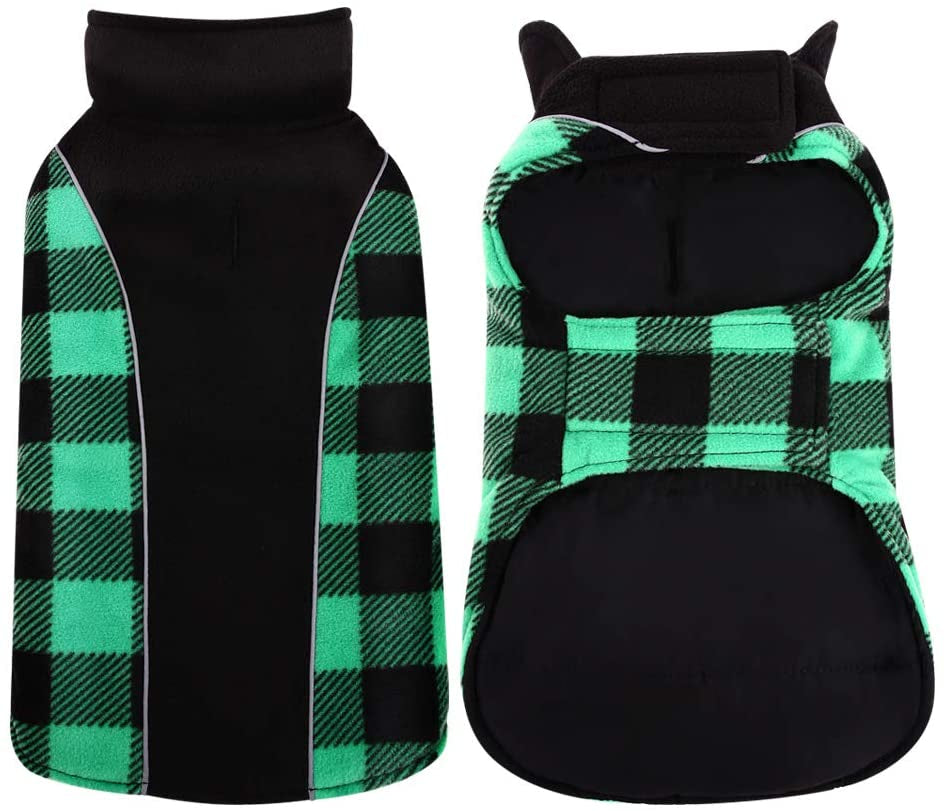 Kuoser Reversible Dog Coat, Warm Waterproof Dog Jacket, British Style Plaid Dog Winter Coats, Puppy Cold Weather Vest Windproof Outdoor Clothes Dog Snow Jackets for Small Medium Large Dogs Animals & Pet Supplies > Pet Supplies > Dog Supplies > Dog Apparel Kuoser Green Small (Pack of 1) 