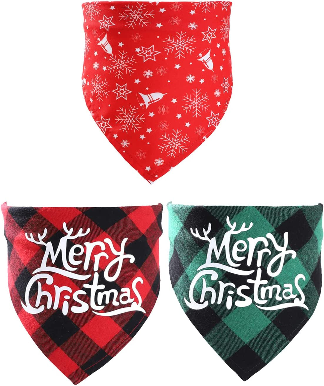 BECHANMIG Christmas Dog Bandanas 3 PCS, Pet Plaid Scarf Classic Triangle Bibs, Washable Pet Neckerchief for Xmas Party Supplies, Christmas Scarf for Small Medium Large Dogs, B Middle Animals & Pet Supplies > Pet Supplies > Dog Supplies > Dog Apparel BECHANMIG C L 