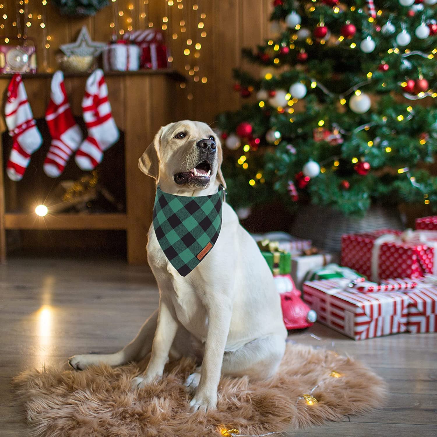 Adoggygo Christmas Dog Bandanas 2 Pack, Premium Cotton Fabric, Multiple Sizes Offered, Red Green Plaid Bandanas for Medium Large Dogs (Large, Xmas) Animals & Pet Supplies > Pet Supplies > Dog Supplies > Dog Apparel ADOGGYGO   