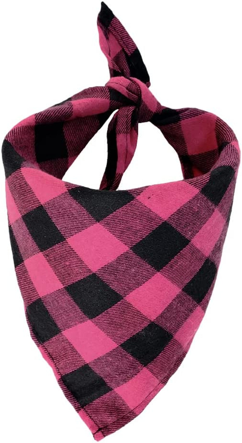 CROWNED BEAUTY Large Dog Bandana for Medium Large Dogs,Blue Black Buffalo Plaid Adjustable Reversible Triangle Cutton Scarves DB18-L Animals & Pet Supplies > Pet Supplies > Dog Supplies > Dog Apparel Crowned Beauty Rose Red Black Medium 