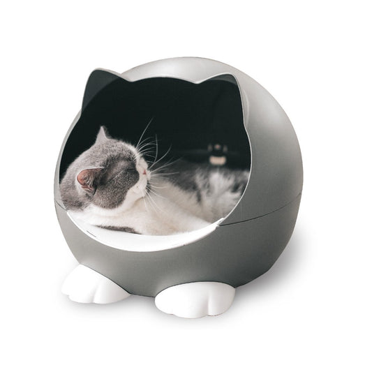 Red Rocket Pet Cat Cave Bed with Soft Washable Cusion, round Shape Sturdy Kitty Cave for Indoor Cats