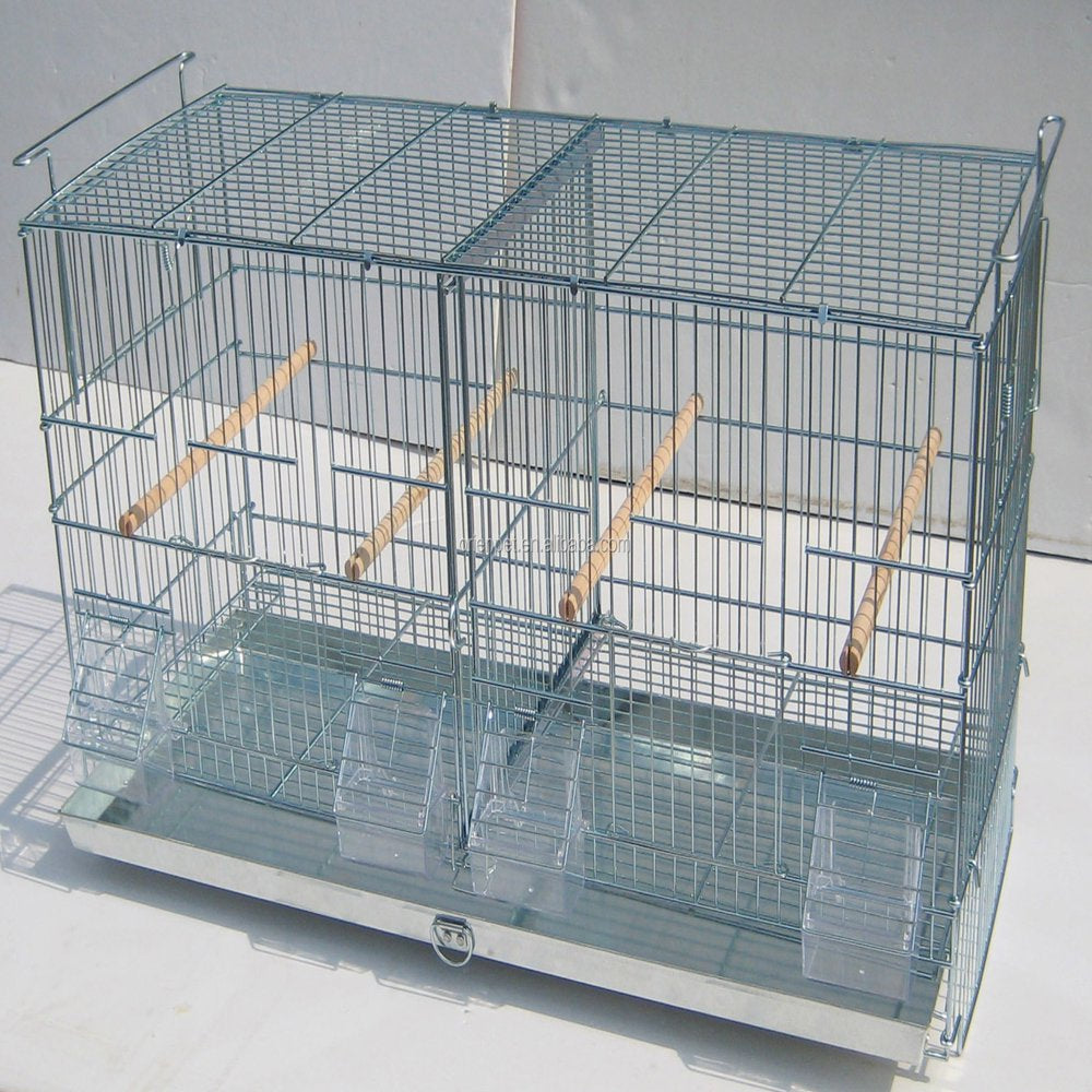 Combo-4 of Galvanized Zinc Plated Stack & Lock Double Breeding Breeder Flight Bird Cage Center Dividers Side Breeding Nest Doors with Rolling Stand Animals & Pet Supplies > Pet Supplies > Bird Supplies > Bird Cages & Stands Mcage   