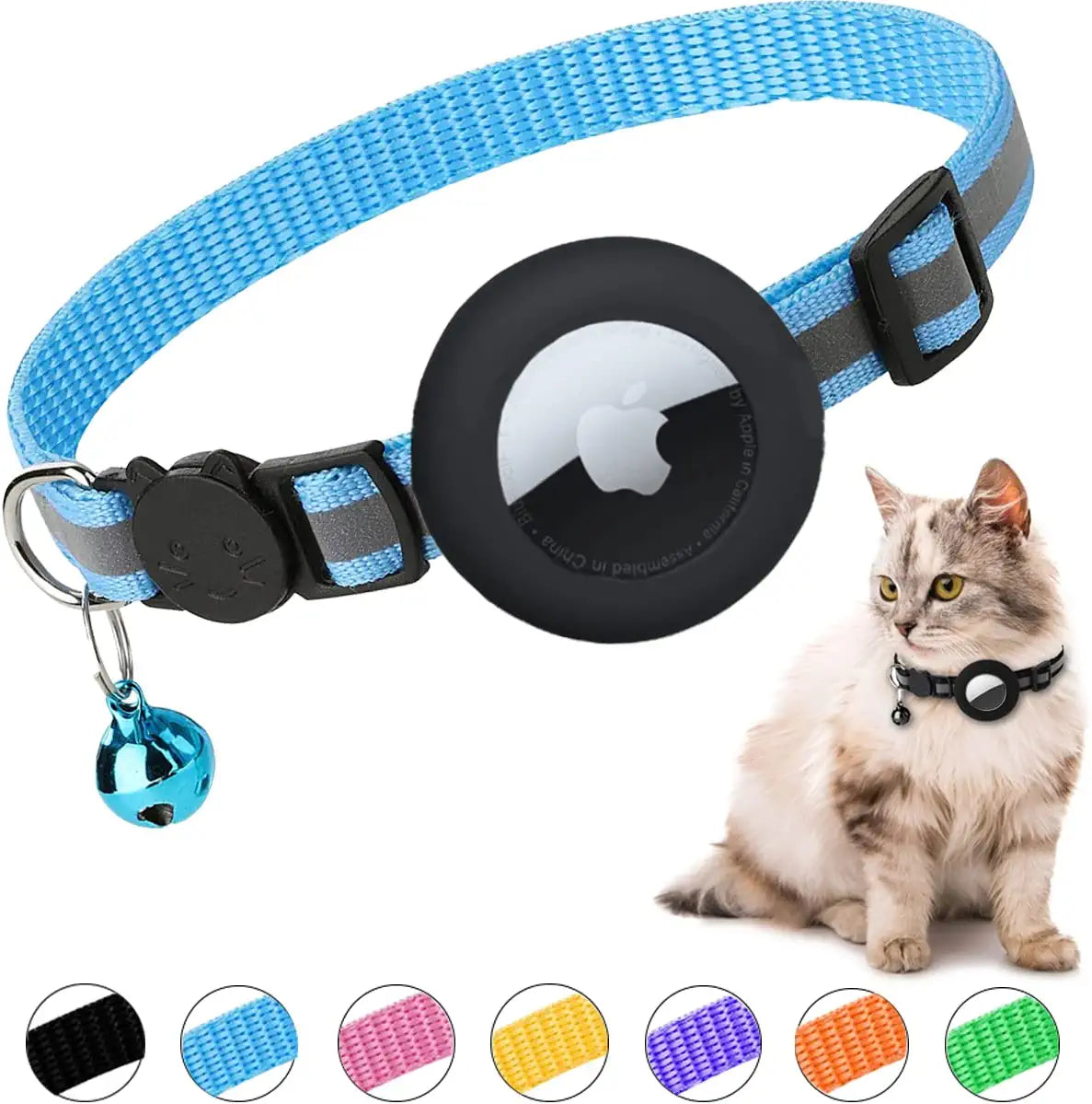 Smpili Airtag Cat Collar, Reflective Kitten Collar Breakaway with Airtag Holder, 0.4 Inches in Width Electronics > GPS Accessories > GPS Cases Smpili Blue  