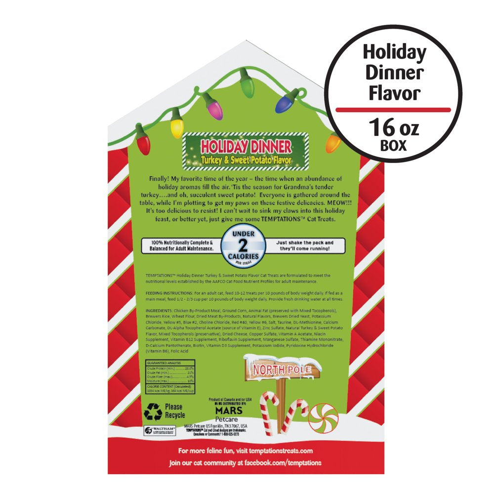 TEMPTATIONS Holiday Dinner & Snacky Elf Soft & Crunchy Adult Treats for Cats, 16 Oz Box Animals & Pet Supplies > Pet Supplies > Cat Supplies > Cat Treats Mars Petcare   