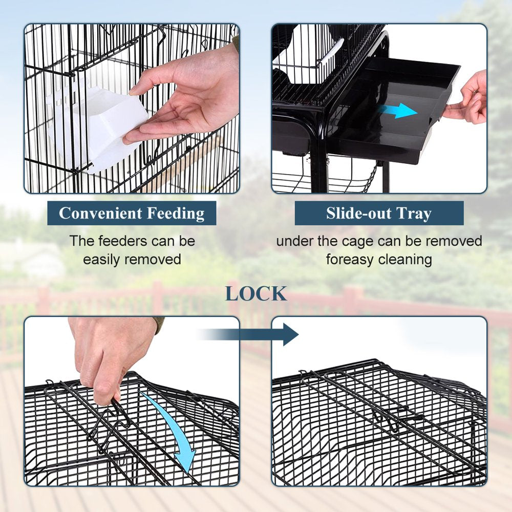 Dkeli Bird Cage with Stand Parrot Cages for Large Birds Parakeet Cage with Play Top & Rolling Stand for Medium Canaries, Lovebirds, Cockatiels, Parrots Animals & Pet Supplies > Pet Supplies > Bird Supplies > Bird Cages & Stands Dkeli   