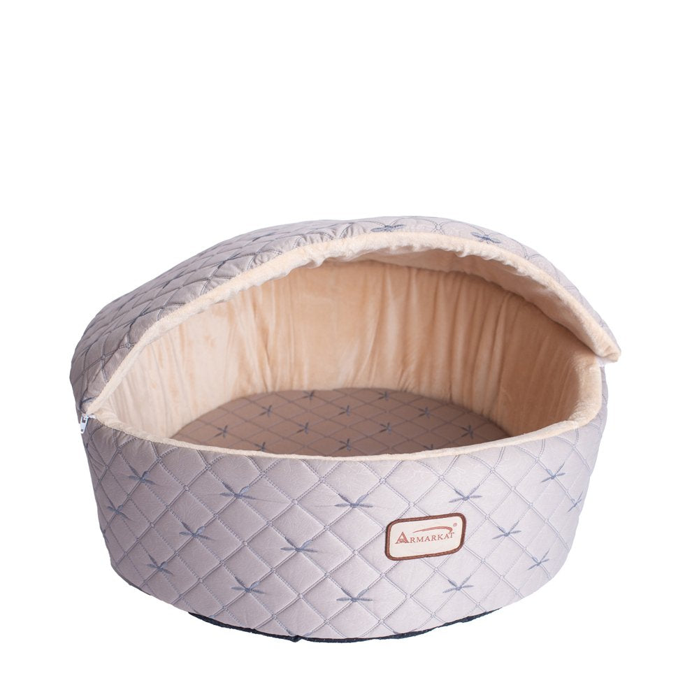 Armarkat Cat Bed, Small, Pale Silver and Beige, C33HQH/MH-S Animals & Pet Supplies > Pet Supplies > Cat Supplies > Cat Beds Aeromark Intl Inc   