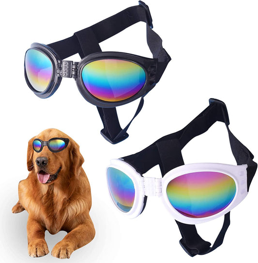 2 Pcs Dog Goggles Dog Sunglasses Adjustable Strap for Waterproof Windproof UV Protection Sunglasses for Dog, for Go Out Travel Skiing Swim, (Black and White) (2 PC) Animals & Pet Supplies > Pet Supplies > Dog Supplies > Dog Apparel JIABEIUS 2 PC  