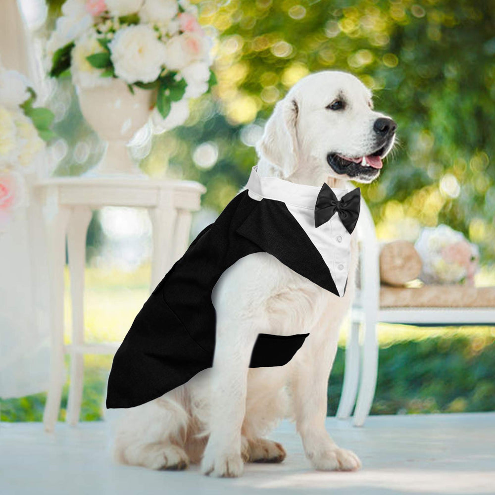 ROZKITCH Dog Formal Tuxedo Suit Costume with Collar Bandana Bow Tie Set for Wedding, Pet Tuxedo Suit for Medium Large Dog, Party Outfit Halloween Birthday Cosplay Elegant Dog Apparel Animals & Pet Supplies > Pet Supplies > Dog Supplies > Dog Apparel ROZKITCH   