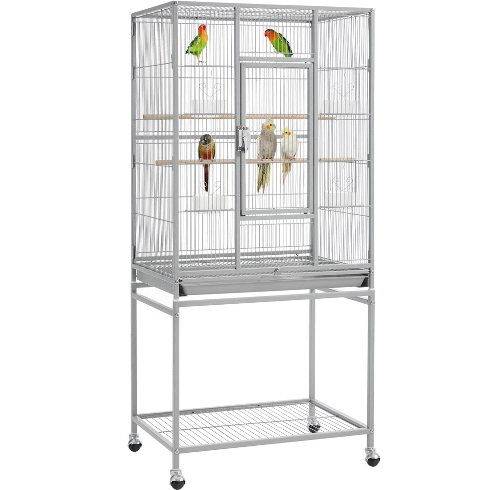 Smilemart 54" Metal Rolling Bird Cage with Detachable Stand, Palmer Green Animals & Pet Supplies > Pet Supplies > Bird Supplies > Bird Cages & Stands SmileMart Light Gray  