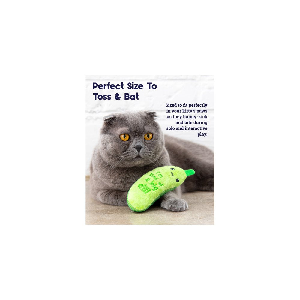 Petstages Crunchy Pickle Kicker Dental Cat Toy, Green, One-Size