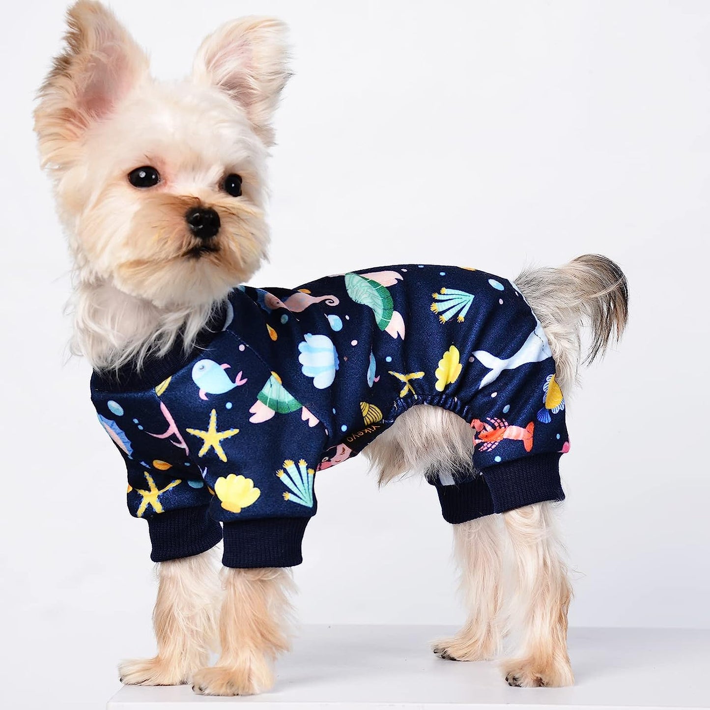 Yikeyo Dog Pajamas for Small Dog Girl Boy, Cute Pattern Dog Jammies Dog Pjs Winter Dog Clothes for Small Dogs Chihuahua Yorkie, Pet Jumpsuit, Cat Apparel Outfit (Animals, Medium) Animals & Pet Supplies > Pet Supplies > Dog Supplies > Dog Apparel Yikeyo Ocean X-Small 