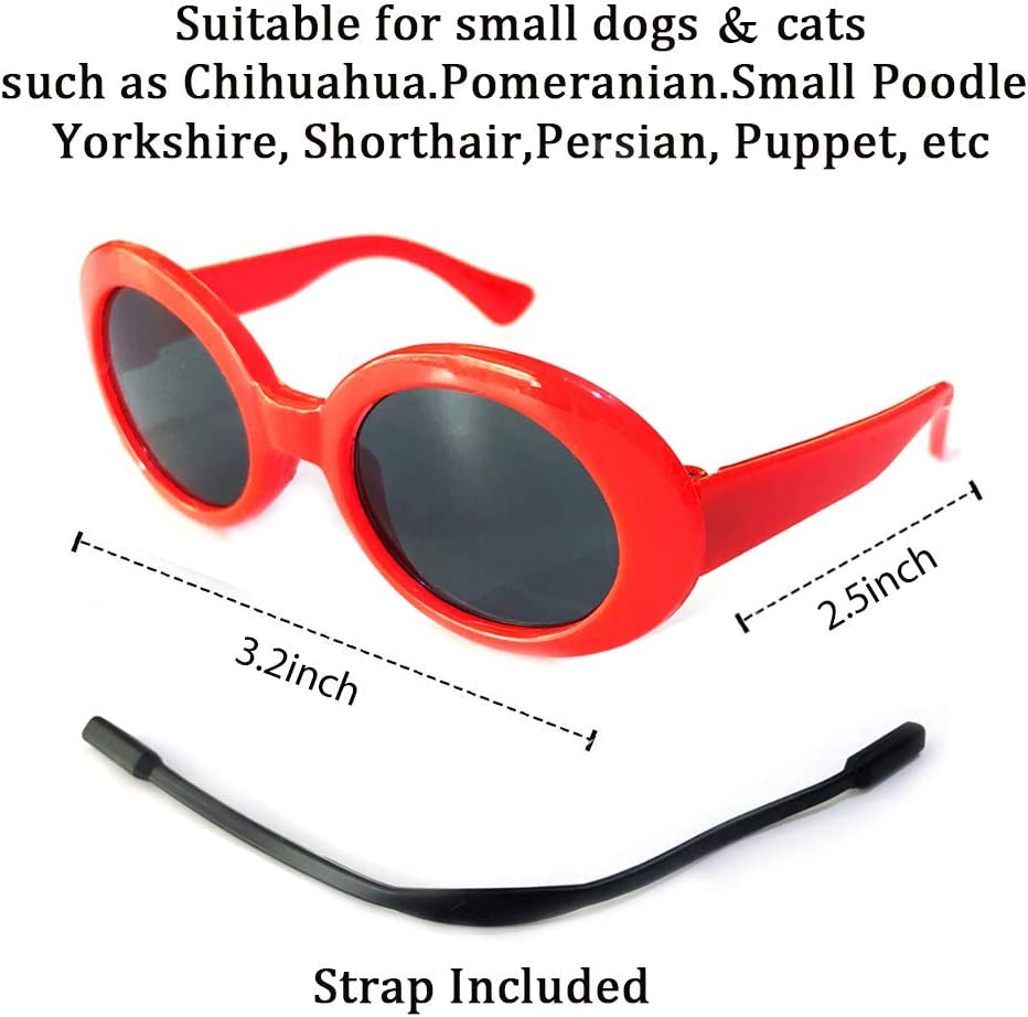 Retro Oval Small Dogs Cats Eye Wear Party Favors Pet Sunglasses Set Cute Funny Cosplay Dolls Costume Photo Props Animals & Pet Supplies > Pet Supplies > Dog Supplies > Dog Apparel HO ME Fashion Jewelry CO., LTD   