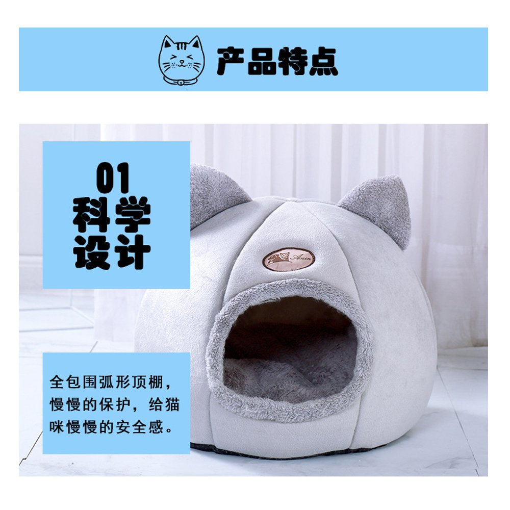 Warm Cat Bed Winter Soft Comfortable Pet Nest Indoor Semi-Enclosed Pet Cat Dog Sleeping Tent House Animals & Pet Supplies > Pet Supplies > Cat Supplies > Cat Beds Tickas   