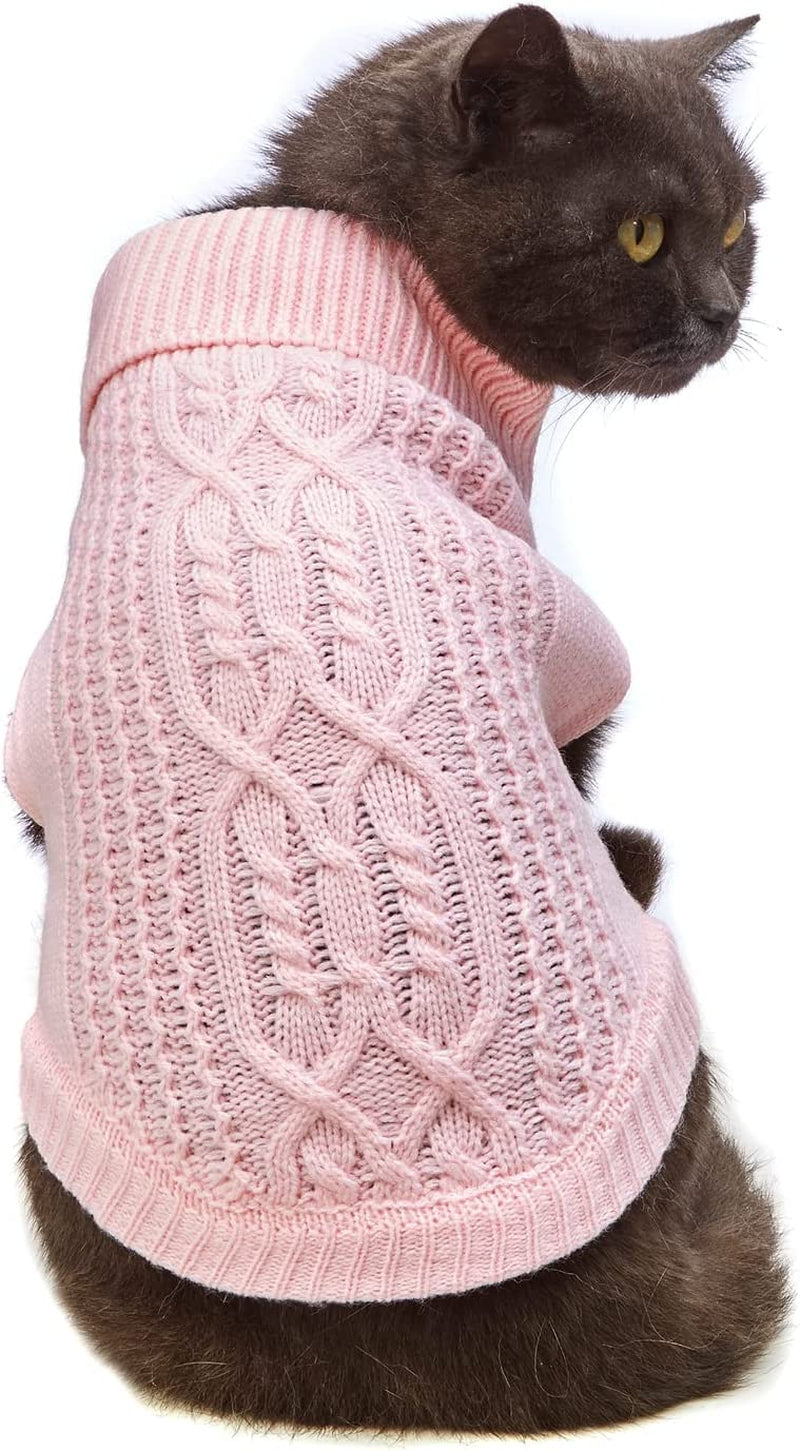 Jnancun Cat Sweater Turtleneck Knitted Sleeveless Cat Clothes Warm Winter Kitten Clothes Outfits for Cats or Small Dogs in Cold Season (Medium, Purple) Animals & Pet Supplies > Pet Supplies > Dog Supplies > Dog Apparel Jnancun Light Pink X-Small 