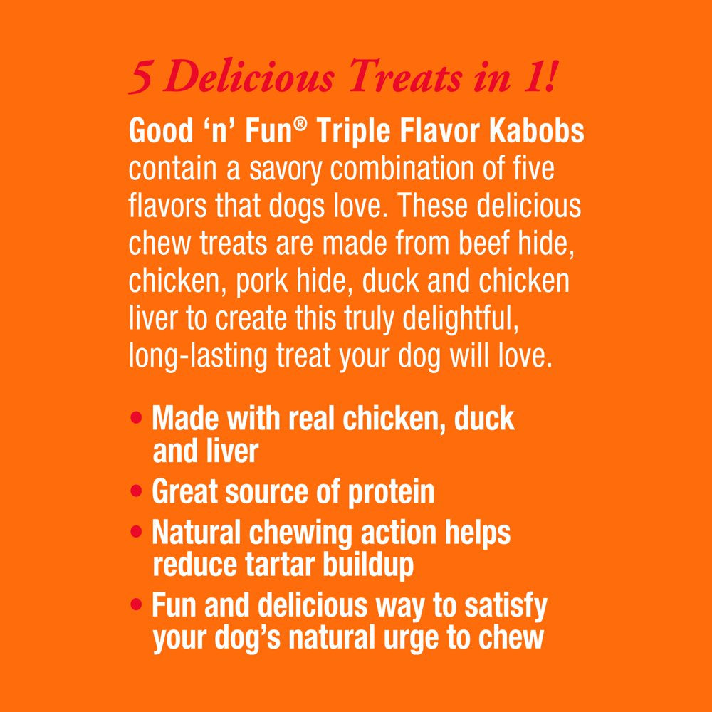 Good 'N' Fun Triple Flavor Kabobs Rawhide Dog Chews, 24 Oz. (36 Count)