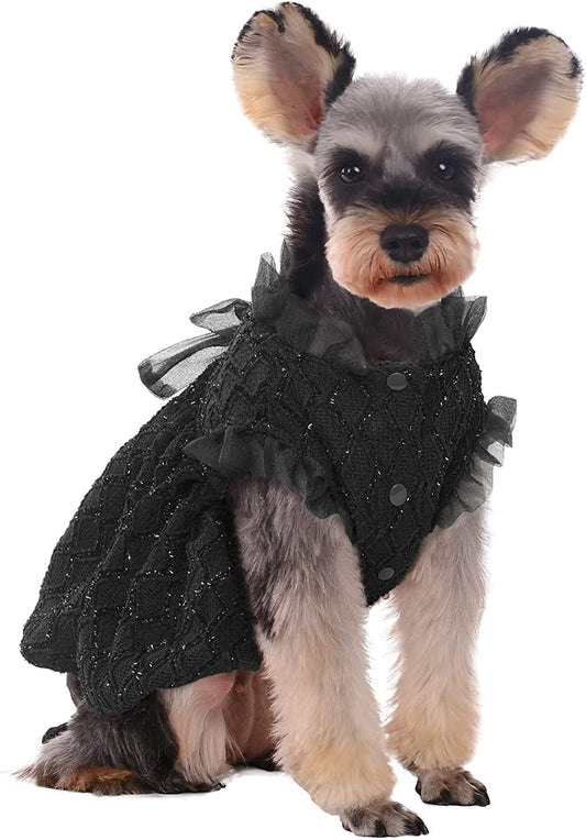 Kuoser Dog Dresses for Christmas Wedding Birthday Party, Small Medium Dogs Dress Puppy Costume with Bow-Knot, Cute Pet Clothes Cat Apparel, Black Medium Animals & Pet Supplies > Pet Supplies > Dog Supplies > Dog Apparel Kuoser Black Medium (Chest Girth: 18.9") 