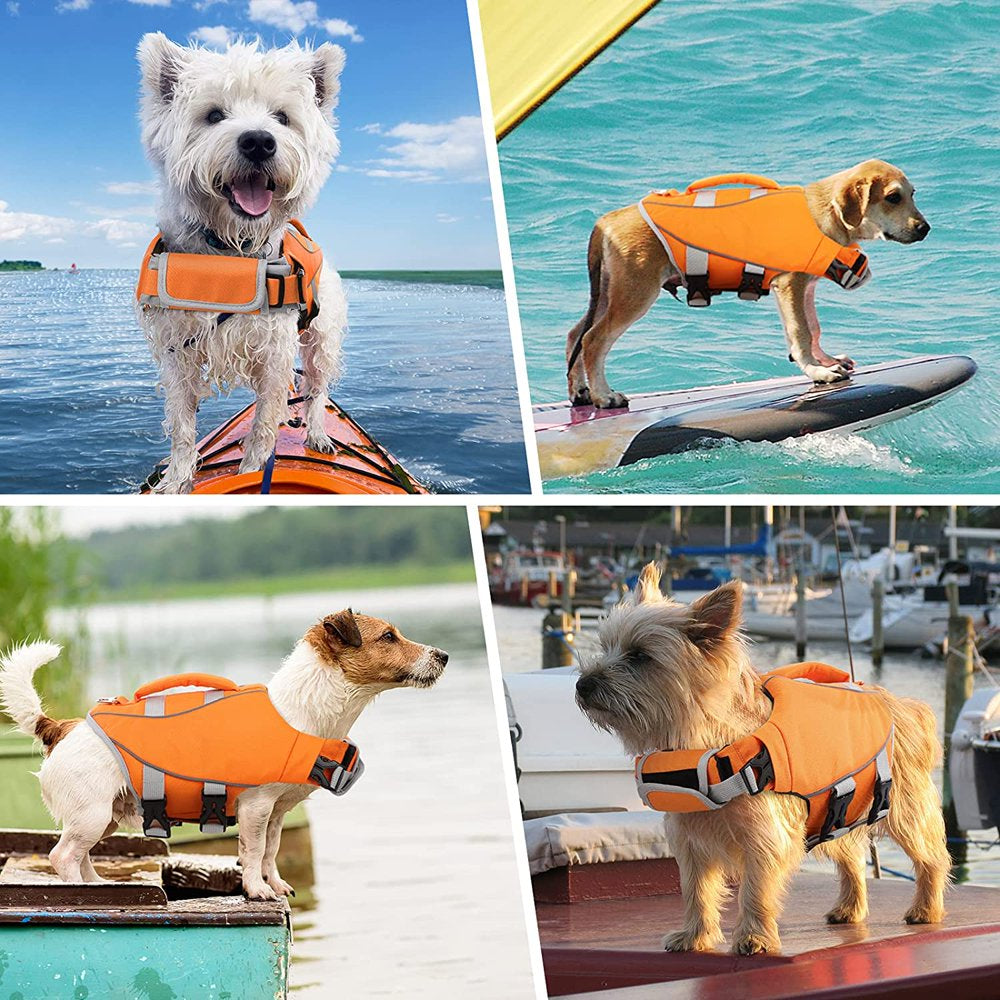IDOMIK Dog Life Jacket, Adjustable Dog Life Vest with Reflective Piping Ripstop Dog Lifesaver Pet Life Preserver with High Flotation for Small Medium and Large Dogs at the Pool, Beach,Boating Animals & Pet Supplies > Pet Supplies > Dog Supplies > Dog Apparel IDOMIK   