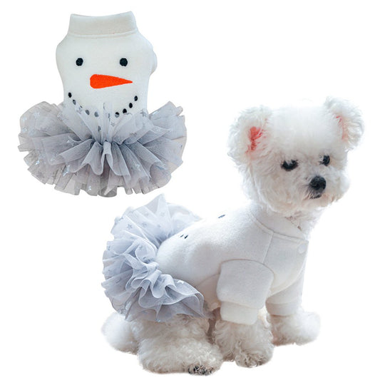 Hazel Tech Christmas Dog Dress, Xmas Snowman Dog Snowman Clothes for Small Dogs, Girl Puppy Clothes Holiday Princess Dress Animals & Pet Supplies > Pet Supplies > Cat Supplies > Cat Apparel Hazel Tech 11-13.2lbs White 