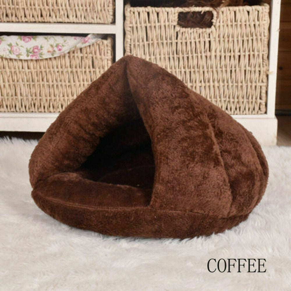 Cathery Pet Cat Dog Nest Bed Puppy Soft Plush Cotton Warm Cave House Sleeping Bag Mat Animals & Pet Supplies > Pet Supplies > Cat Supplies > Cat Beds Cathery Coffee S 