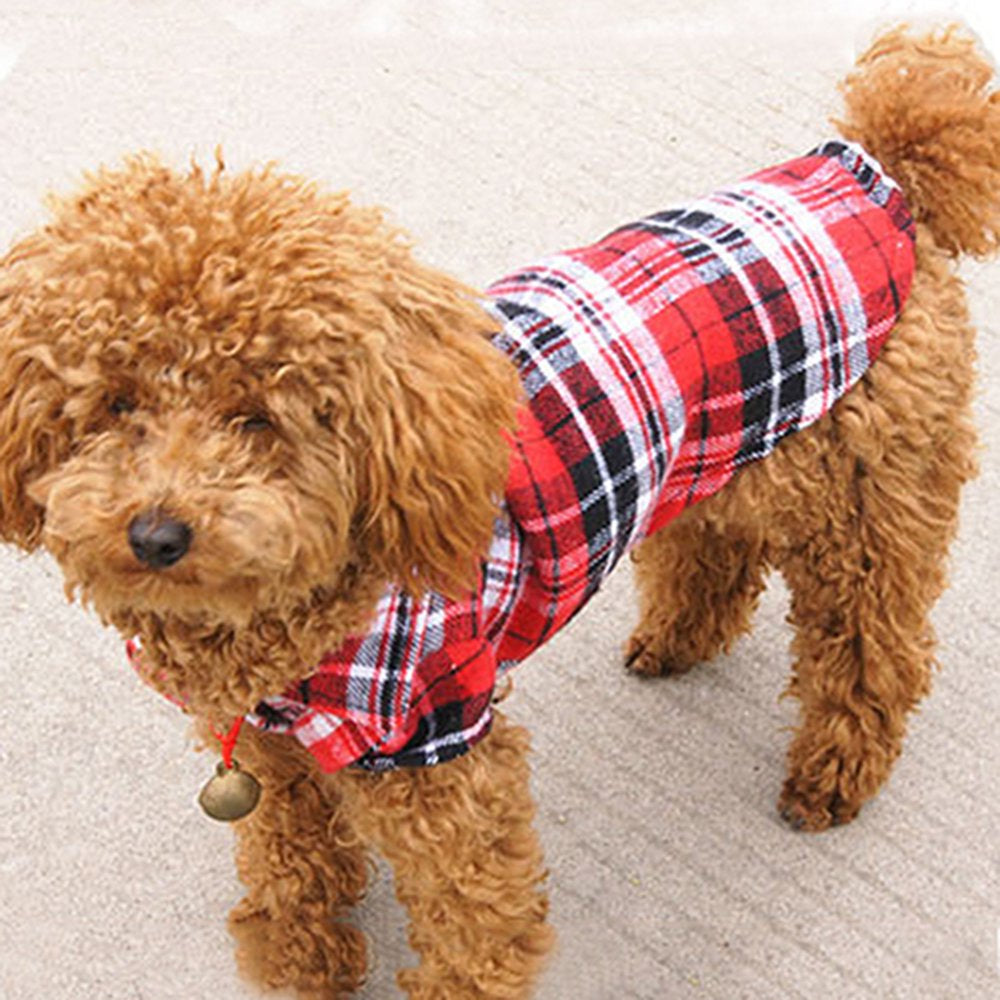 Sarkoyar Cute Pet Dog Puppy Plaid Shirt Coat Clothes T-Shirt Top Apparel Size XS S M L