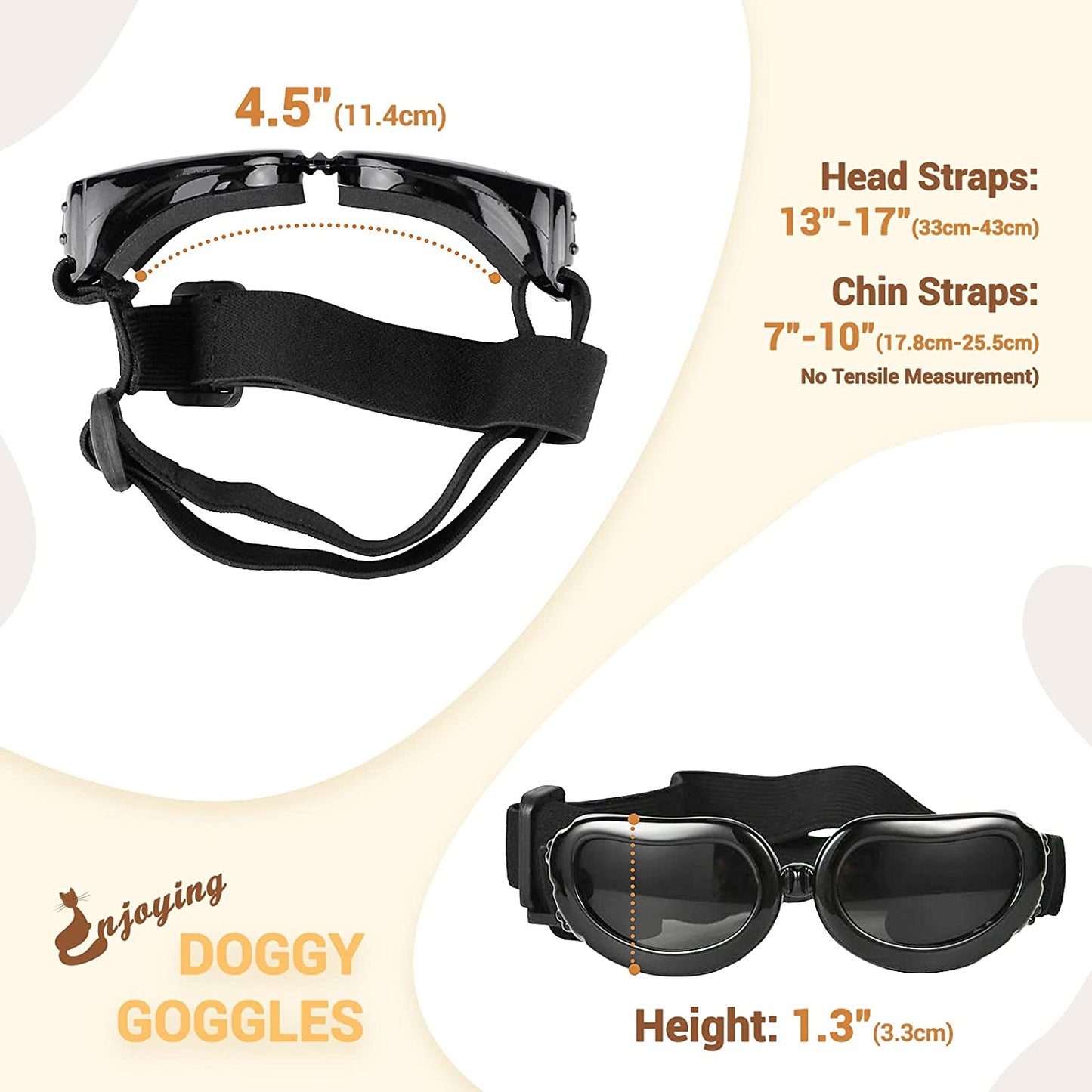 Enjoying Dog Sunglasses Small Breed Dogs Goggles UV Protection Eye Wear Windproof Anti-Fog Pet Glasses for Doggy about over 5 Lbs, Black Animals & Pet Supplies > Pet Supplies > Dog Supplies > Dog Apparel Enjoying   