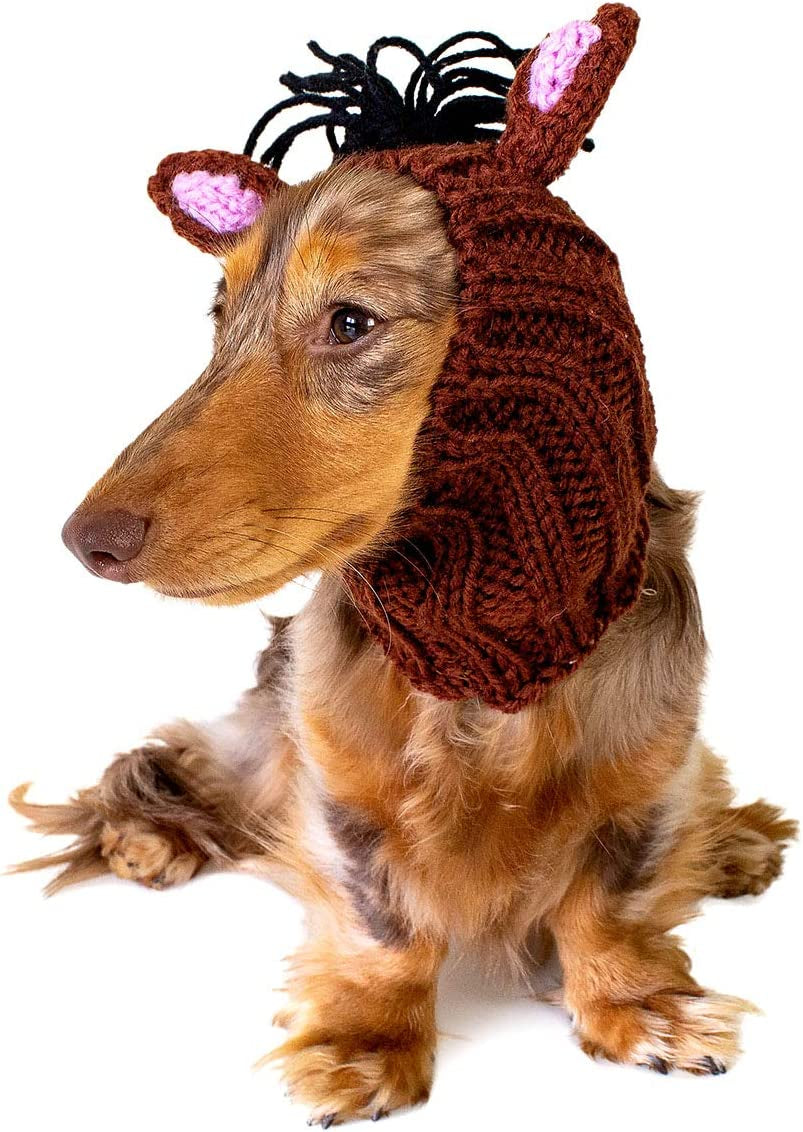 Zoo Snoods Horse Dog Costume, Large - Warm No Flap Ear Wrap Hood for Pets, Dog Outfit for Winter, Halloween, Christmas & New Year, Soft Yarn Ear Covers Animals & Pet Supplies > Pet Supplies > Dog Supplies > Dog Apparel Zoo Snoods 1 Small 