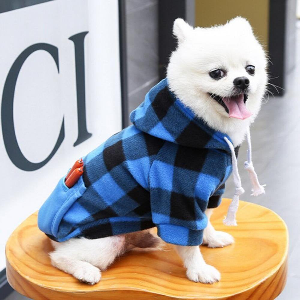 Promotion Clearance Cotton Dog Clothes Autumn Winter Warm Puppy Dog Hoodies Plaid Apparel Soft Hooded Coat for Small Medium Large Dogs Animals & Pet Supplies > Pet Supplies > Dog Supplies > Dog Apparel Elaydool   