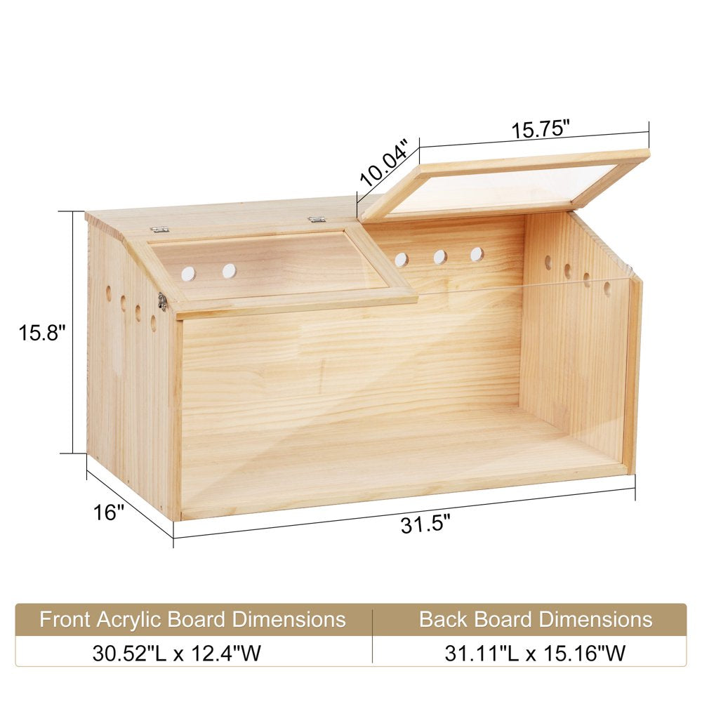 Middle Transparent Wooden Hamster Cage, Small Animal Habitat Hutch for Large Siberian Hamster,Gerbils,Little Rabbits, Natural Animals & Pet Supplies > Pet Supplies > Small Animal Supplies > Small Animal Habitats & Cages HOMEFUL   