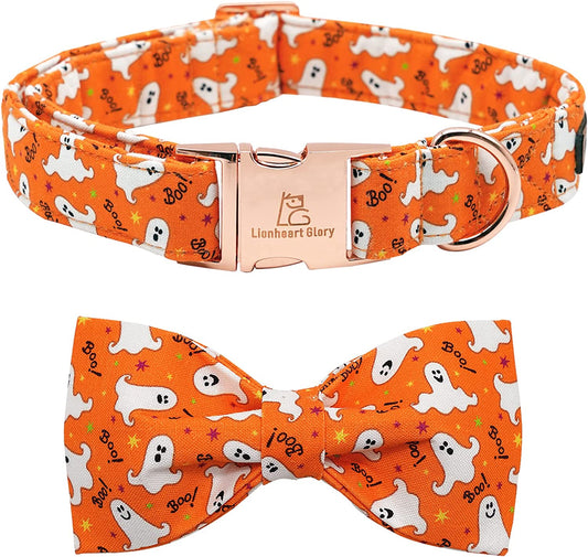 Lionheart Glory Halloween Dog Collars, Bowtie Dog Collar Heavy Duty Adjustable Fall Dog Collar for Large Dogs Collar Dog Bow Female or Male Dog Collar Animals & Pet Supplies > Pet Supplies > Dog Supplies > Dog Apparel Lionheart glory A:1ghost Medium (Pack of 1） 