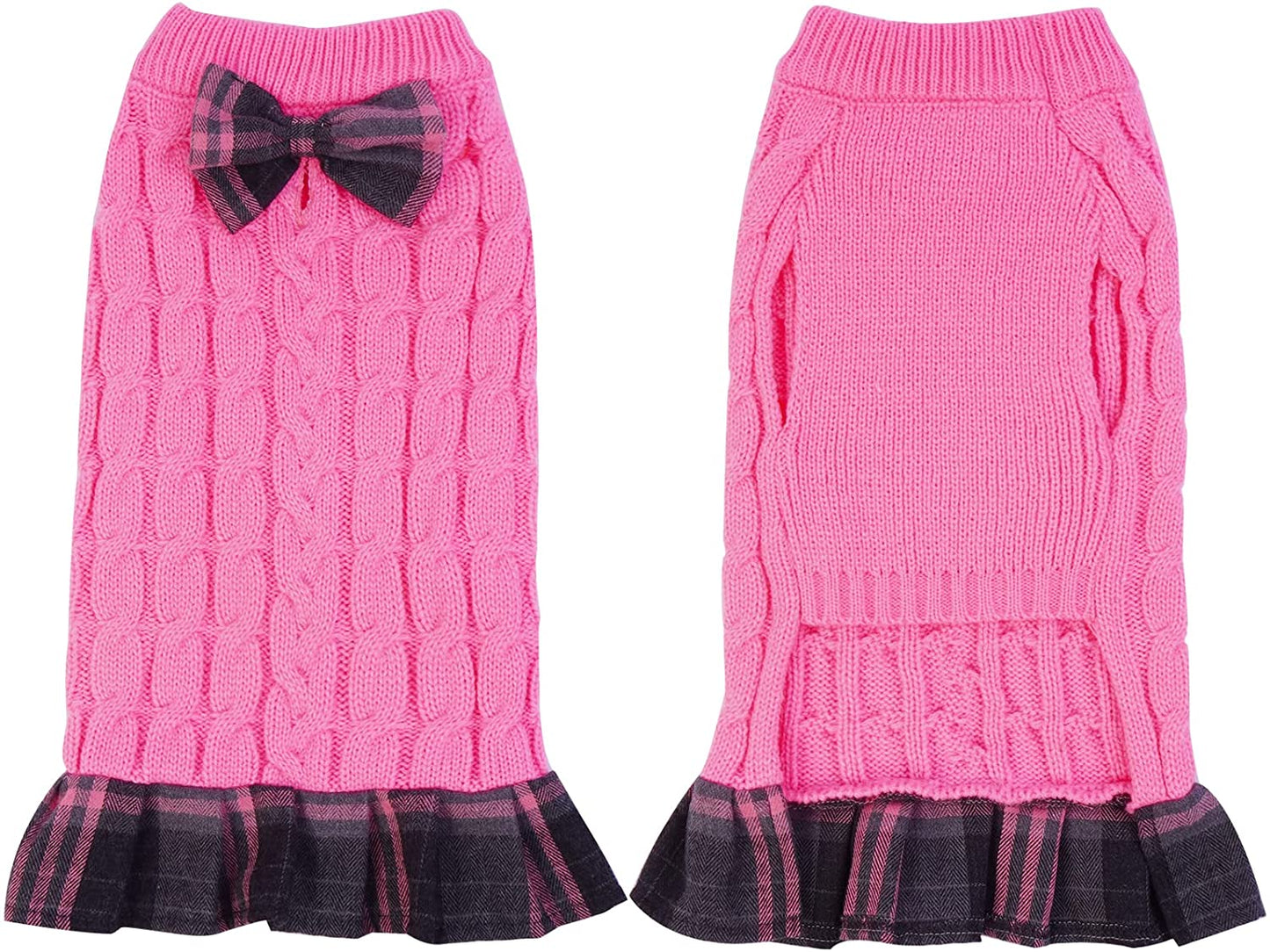 Kuoser Dog Sweater, Dog British Style Sweater Dress Warm Dog Sweaters Knitwear Vest Turtleneck Pullover Dog Coat for Small Medium Dogs Puppies Bulldog for Fall Winter with Leash Hole M Animals & Pet Supplies > Pet Supplies > Dog Supplies > Dog Apparel Kuoser Pink Small 