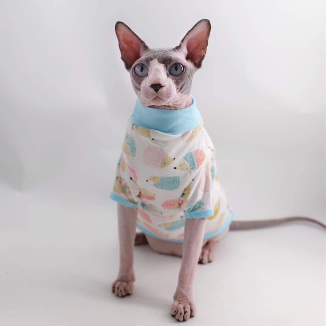 Sphynx Cat Clothes Breathable Summer Cotton T-Shirts for Cat Pajamas for Cats and Small Dogs Apparel, Hairless Cat T-Shirts (Small (Pack of 1), Hedgehog) Animals & Pet Supplies > Pet Supplies > Dog Supplies > Dog Apparel Kitipcoo   