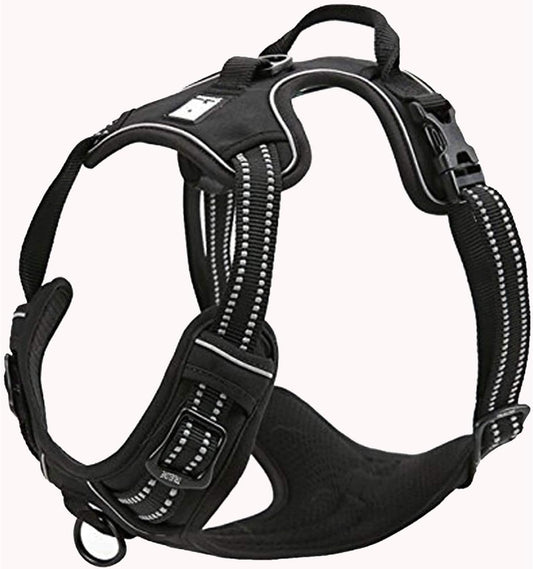 Truelove Dog Harness TLH5651 No-Pull Reflective Stitching Ensure Night Visibility, Outdoor Adventure Big Dog Harness Perfect Match Puppy Vest (Black,L) Animals & Pet Supplies > Pet Supplies > Dog Supplies > Dog Apparel JIN JIANG SHI PANG PO LUO SI XIE FU YOU XIAN GONG SI Black L 