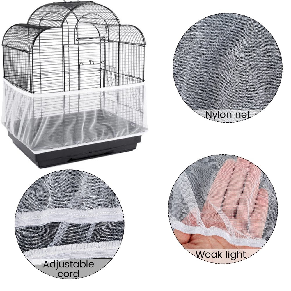 Hands DIY Birdcage Cover Adjustable Bird Cage Seed Catcher Nylon Parrot Cage Skirt Washable and Reusable Mesh Pet Bird Cage Skirt Guard Cage Accessories for Square round Cage Animals & Pet Supplies > Pet Supplies > Bird Supplies > Bird Cage Accessories Hands DIY   