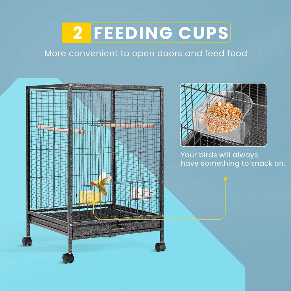 Khorne30 Inch Height Wrought Iron Bird Cage with Rolling Stand for Parrots Conure Lovebird Cockatiel Animals & Pet Supplies > Pet Supplies > Bird Supplies > Bird Cages & Stands Khorne-1   