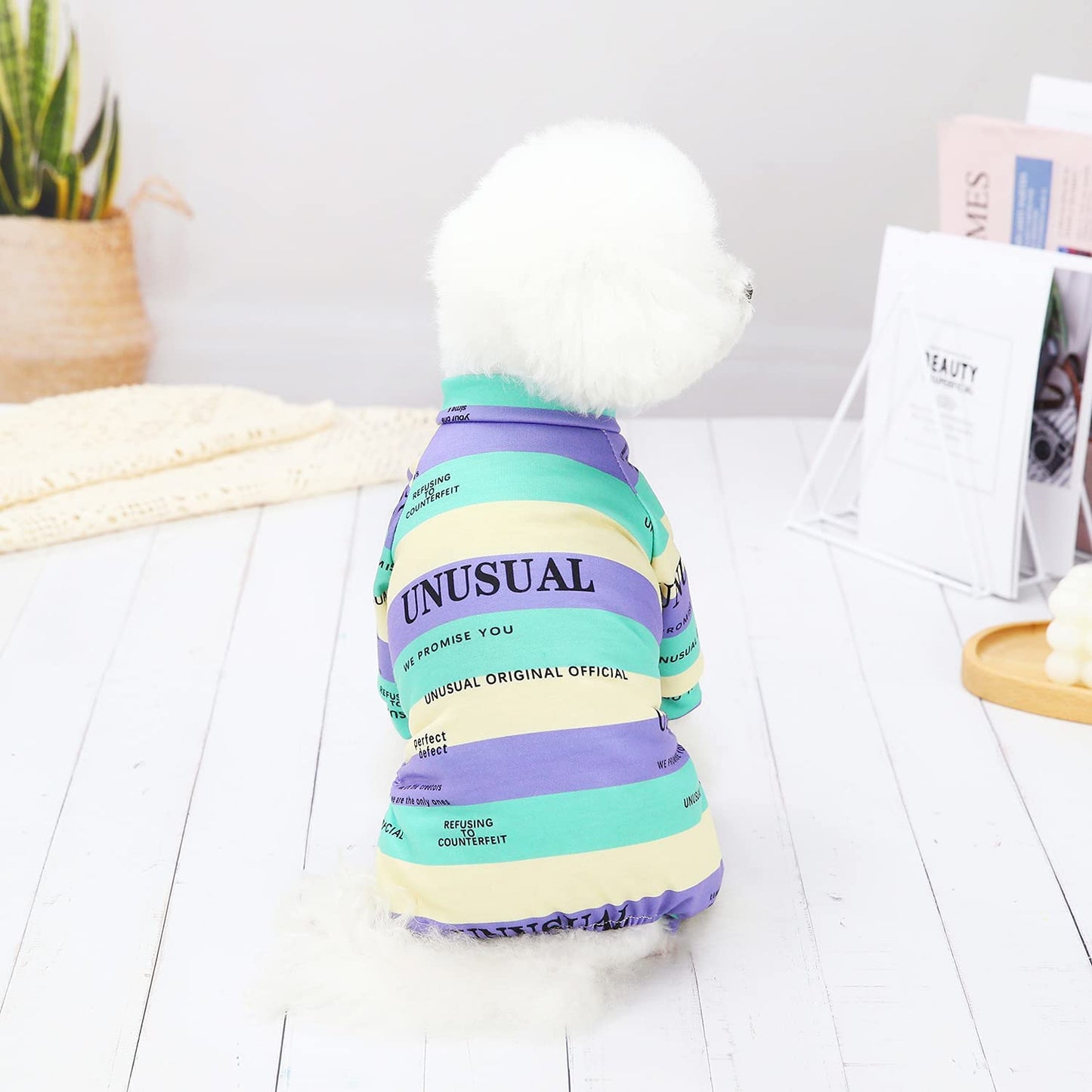 YAODHAOD Soft Dog Pajamas Cotton Striped Pup Jumpsuit Lightweight Turtleneck Thermal Pet Clothes Stretchable Pjs Dog Pajamas Onesie (Blue, X-Large) Animals & Pet Supplies > Pet Supplies > Dog Supplies > Dog Apparel YAODHAOD   