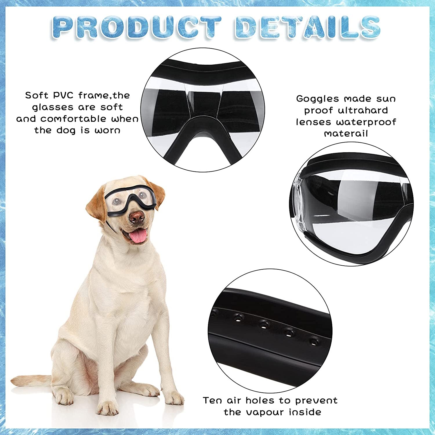 2 Pieces Dog Goggles Dog Sunglasses Snowproof Windproof Dog Glasses Pet Goggles for Travel Skiing Anti-Fog Dog Snow Goggles Dog Eye Protection Goggles with Adjustable Strap for Medium Large Dog Animals & Pet Supplies > Pet Supplies > Dog Supplies > Dog Apparel Frienda   