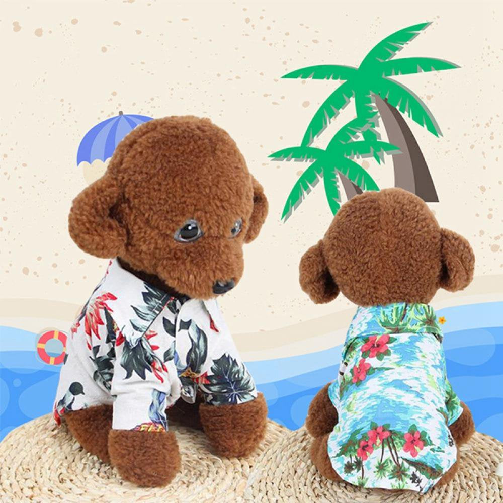 Hawaiian Dog Shirt Summer Breathable Pet Clothes Dog Sweatshirts Cool Coconut Tree Pineapple Beach Dog Shirts for Small Medium Large Dog Cat Boy Girl Cute Dog Polo Apparel Animals & Pet Supplies > Pet Supplies > Dog Supplies > Dog Apparel Stibadium   