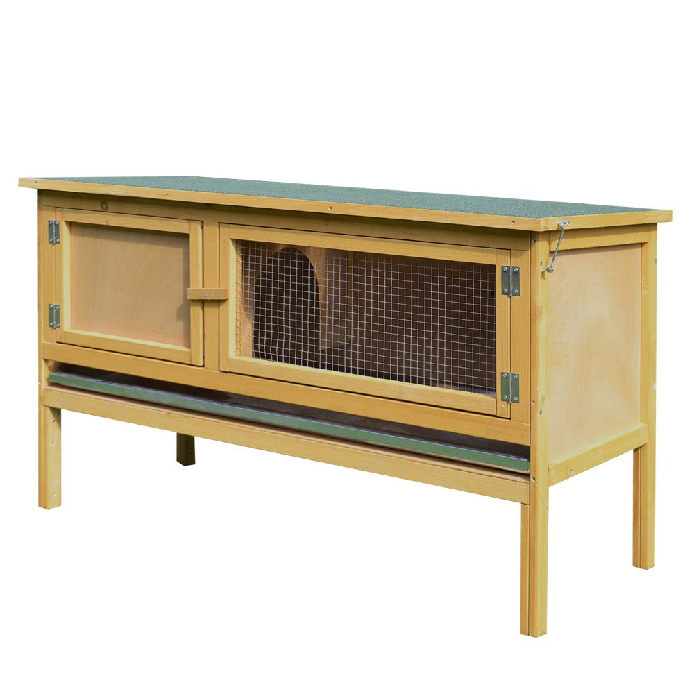 Pawhut Raised Solid Wood Rabbit Hutch Backyard Habitat Cage for Small Animals Animals & Pet Supplies > Pet Supplies > Small Animal Supplies > Small Animal Habitats & Cages Aosom LLC   