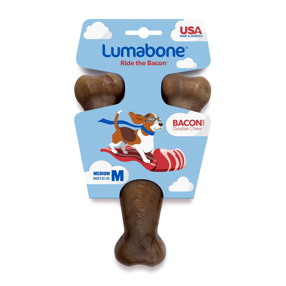 Lumabone Real Bacon Durable Wishbone Dog Chew Toy, Medium Animals & Pet Supplies > Pet Supplies > Dog Supplies > Dog Toys Lumabone   