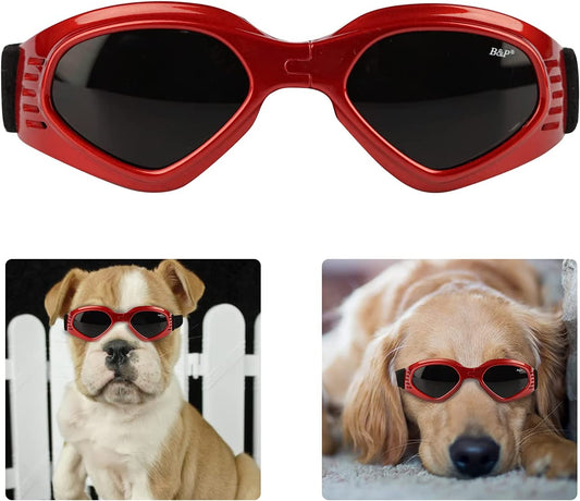 Dog Goggles for Small Dogs, Pet Sunglasses Adjustable Eye Wear Protection Windproof Sunglasses Animals & Pet Supplies > Pet Supplies > Dog Supplies > Dog Apparel CETYFY.CO Red Summer Love 